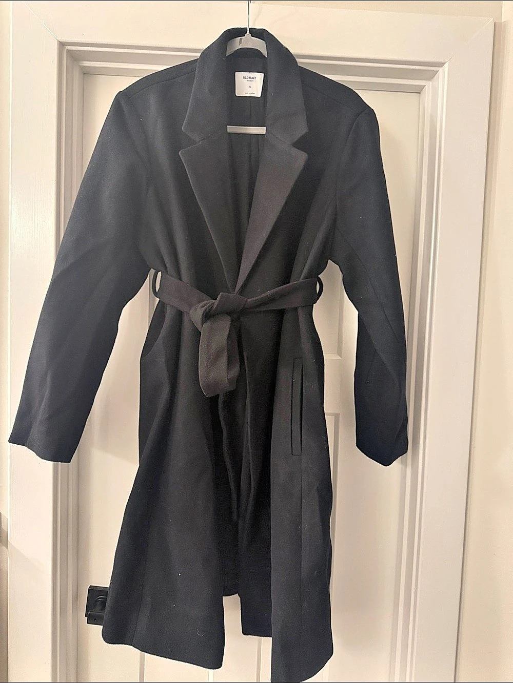 Old Navy Maternity Belted Trench Coat Black XL Like New